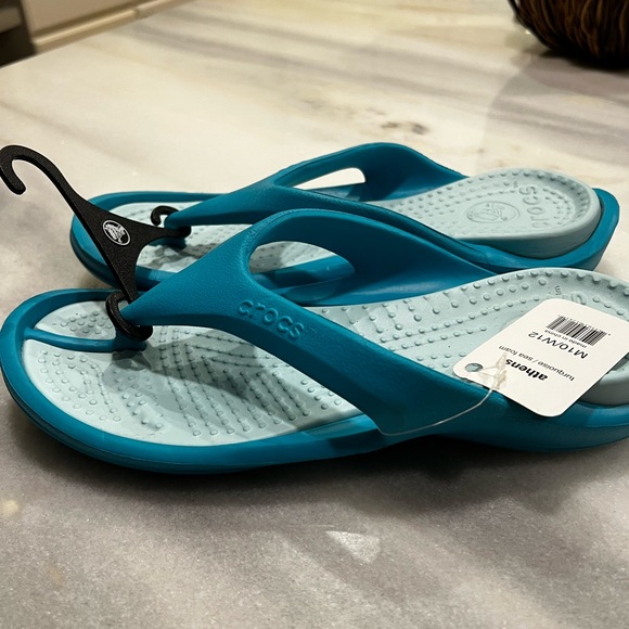 CROCS Aqua Blue Flip Flops - Picture 2 of 4